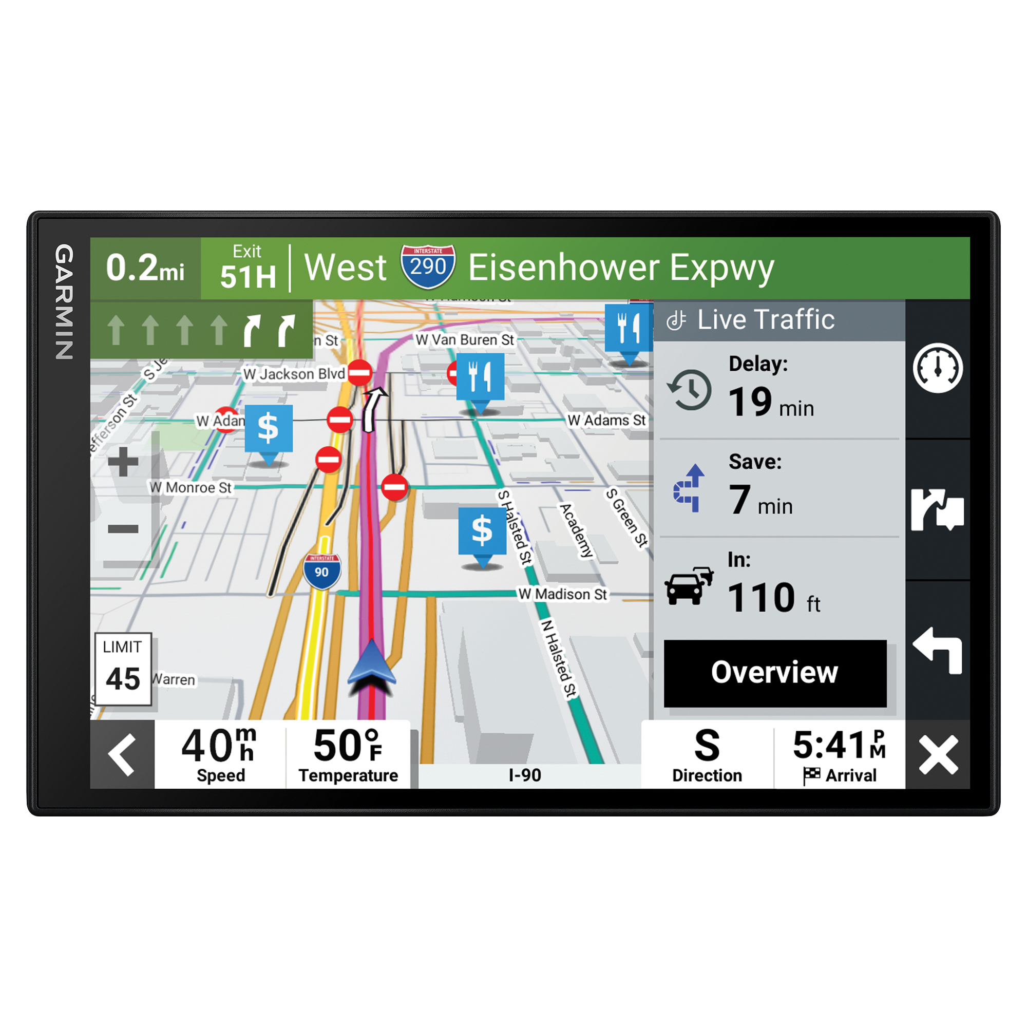 Garmin DriveSmart™, 86 GPS Navigator with Traffic Alerts, Monitor Size 8 in, Power Source Battery or USB, Model# 010-02471-00